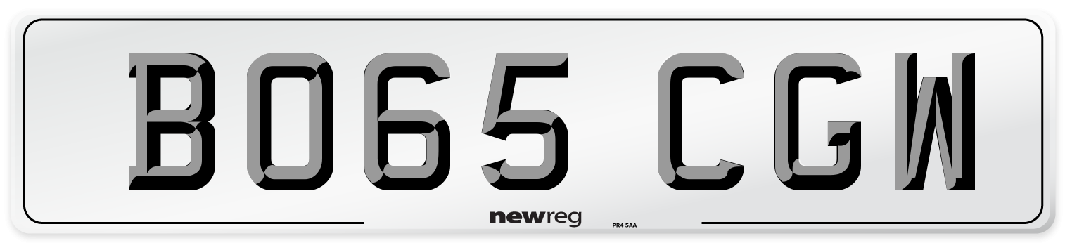 BO65 CGW Number Plate from New Reg